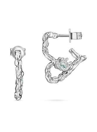 Серьги сердца с празиолитами