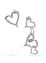 Серьги ассиметричные сердца с аметистом