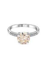 Кольцо с бриллиантами и муассанитом цвета шампань