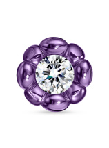 Кольцо с кристаллом и сиреневым нано-покрытием