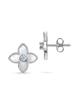 Серьги с бриллиантом и перламутром