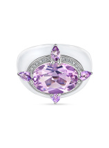 Кольцо с аметистами, бриллиантом и эмалью