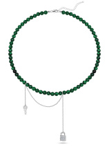 Колье с малахитом и кристаллами