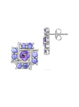 Серьги с аметистами и танзанитами