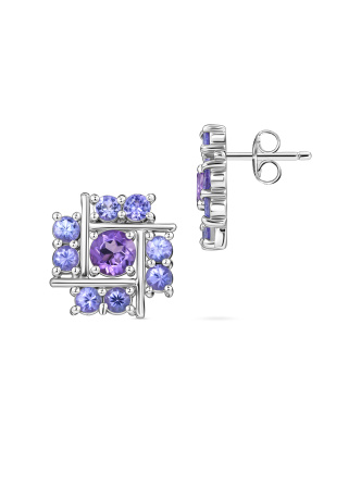 Серьги с аметистами и танзанитами