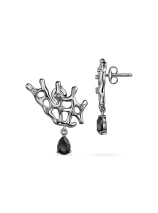 Серьги с бриллиантом и ониксами