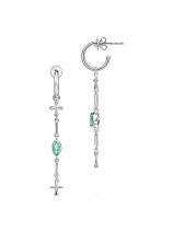 Серьги крестики с природными замбийскими изумрудами