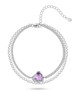 Браслет с аметистом-сердце и бриллиантами