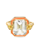 Кольцо с празиолитом, цитринами и эмалью