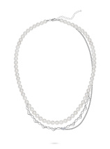 Колье с бриллиантом и имитацией жемчуга