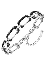 Браслет звенья цепи с черной эмалью