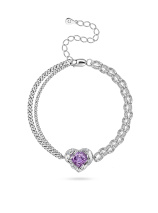 Браслет с аметистом-сердце и бриллиантами