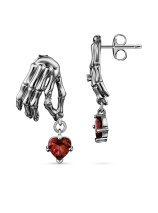 Серьги с бриллиантом и гранатами