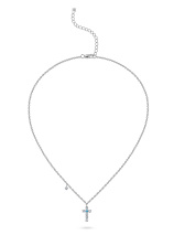 Колье крест с муассанитами разного цвета