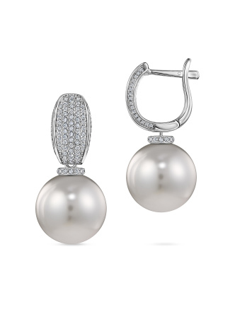 Серьги с имитацией жемчуга и фианитами