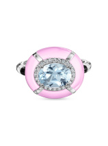 Кольцо с топазом, бриллиантом и эмалью