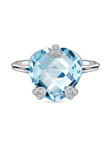 Кольцо сердце с топазом и бриллиантами