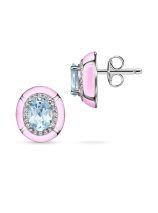 Серьги с топазом, бриллиантом и эмалью