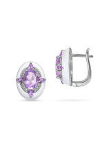 Серьги с аметистами, бриллиантом и эмалью