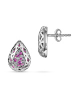 Серьги пусеты с бриллиантами и розовыми сапфирами