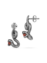 Серьги с бриллиантом и гранатом