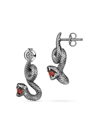 Серьги с бриллиантом и гранатом