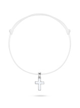 Браслет шнурок с крестом белый