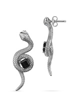 Серьги с бриллиантом и ониксами