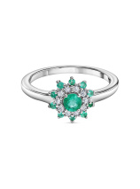 Кольцо с природными замбийскими изумрудами и муассанитами