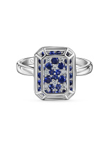 Кольцо с бриллиантами и синими сапфирами