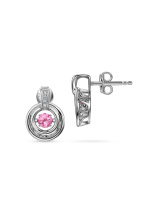 Серьги с флиртующими розовыми топазами и бриллиантами