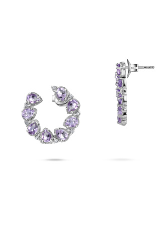 Серьги с аметистами и бриллиантом