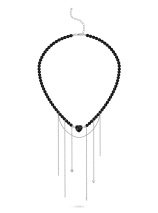 Колье с ониксами, кварцами и фианитом