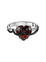 Кольцо с эмалью и гранатом