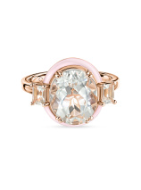 Кольцо с празиолитами и розовой эмалью