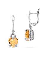 Серьги сердца с цитринами и бриллиантами