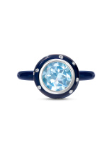 Кольцо с топазом, бриллиантом и эмалью