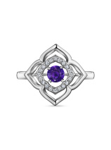 Кольцо с флиртующим аместистом и бриллиантами