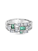 Кольцо с природными замбийскими изумрудами и муассанитами