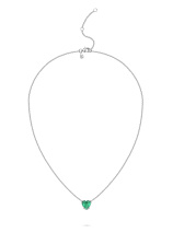 Колье - сердце с природным замбийским изумрудом